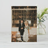 Elegante klassieke script trouwfoto bedankkaart (Staand voorkant)
