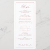 Elegante Klassieke Stof Roze Rand Script Bruiloft Menu (Voorkant)