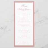Elegante Klassieke Stof Roze Rand Script Trouw Menu (Voorkant)