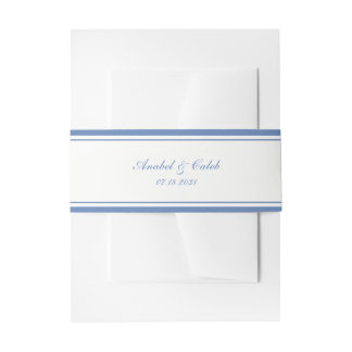 Elegante Klassieke Stofblauwe Rand Frame Bruiloft Uitnodigingen Wikkel