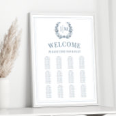 Elegante klassieke stoffige blauwe bruiloft zitgra poster