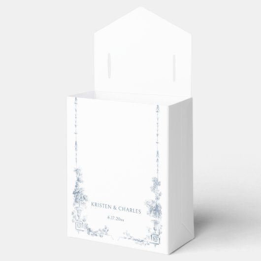 Elegante klassieke stoffige blauwe Franse bloem Bedankdoosjes (Geopend)