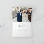 Elegante klassieke stoffige blauwe Franse bloem Bedankkaart (Binnen)