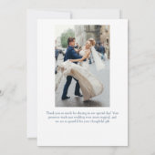 Elegante klassieke stoffige blauwe Franse bloem Bedankkaart (Achterkant)