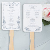 Elegante klassieke stoffige blauwe Franse bloem Handwaaier