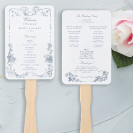 Elegante klassieke stoffige blauwe Franse bloem Handwaaier