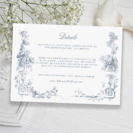 Elegante klassieke stoffige blauwe Franse bloem Informatiekaartje