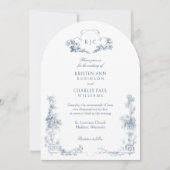 Elegante klassieke stoffige blauwe Franse bloem Kaart (Voorkant)