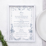Elegante klassieke stoffige blauwe Franse bloem Menu<br><div class="desc">Elegant  stoffig blauw bloemig lijst aangepast aan de klassieke 18e-eeuwse Franse gravure.</div>