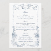 Elegante klassieke stoffige blauwe Franse bloem Menu (Voorkant)