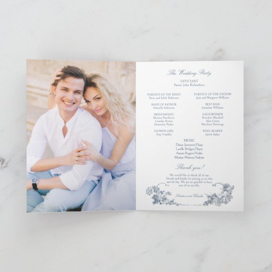 Elegante klassieke stoffige blauwe Franse bloem Programma (Binnen)