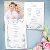 Elegante klassieke stoffige blauwe Franse bloem Programma