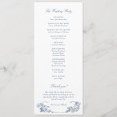 Elegante klassieke stoffige blauwe Franse bloem Programmakaart (Achterkant)