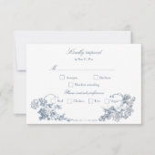 Elegante klassieke stoffige blauwe Franse bloem RSVP Kaartje (Voorkant)