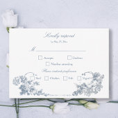 Elegante klassieke stoffige blauwe Franse bloem RSVP Kaartje