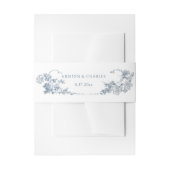 Elegante klassieke stoffige blauwe Franse bloem Uitnodigingen Wikkel (Voorkant Voorbeeld)