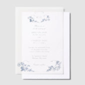 Elegante klassieke stoffige blauwe Franse bloem Vellum Uitnodigingen (Offset)