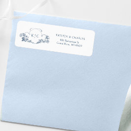 Elegante klassieke stoffige blauwe Franse bloemenk Etiket