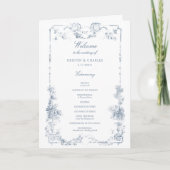 Elegante klassieke stoffige blauwe Franse bloemmot Programma (Voorkant)