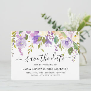 Elegante klassieke stoffige Paarse violette bloeme Save The Date