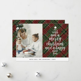 Elegante klassieke Tartan familie foto kerst Feestdagenkaart
