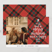 Elegante klassieke Tartan familie foto kerst Feestdagenkaart (Voorkant / Achterkant)