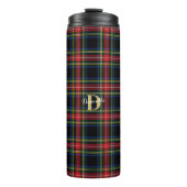 Elegante Klassieke Tartan Monogram Naam Kerstmis Thermosbeker (Voorkant)