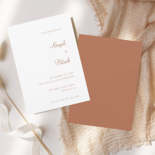Elegante Klassieke Terracotta & Witte Bruiloft Kaart