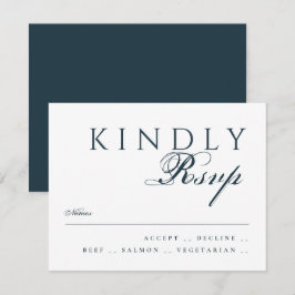 Elegante Klassieke Traditionele Navy Blauwe Bruilo RSVP Kaartje