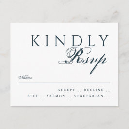 Elegante Klassieke Traditionele Navy Blauwe Bruilo RSVP Kaartje
