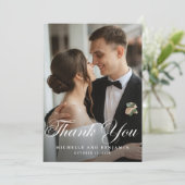 Elegante klassieke trouwfoto bedankkaart (Staand voorkant)