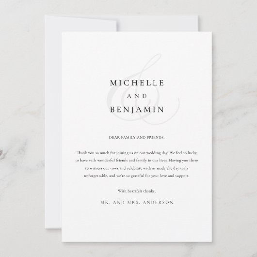 Elegante klassieke trouwfoto bedankkaart (Achterkant)