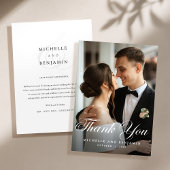 Elegante klassieke trouwfoto bedankkaart