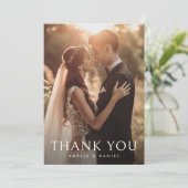 Elegante klassieke trouwfoto bedankkaart (Staand voorkant)