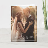 Elegante klassieke trouwfoto datum gevouwen bedankkaart (Voorkant)