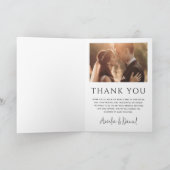 Elegante klassieke trouwfoto datum gevouwen bedankkaart (Binnen)