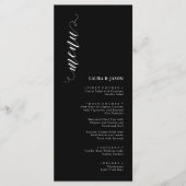 Elegante Klassieke Trouwmenu Kaarten in Zwart en W (Voorkant)