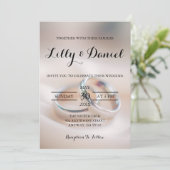 Elegante klassieke trouwringen uitnodiging (Staand voorkant)