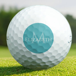 Elegante klassieke turkooizen monogram naam person golfballen