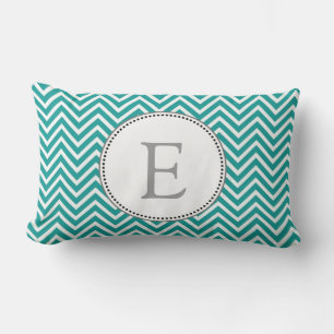 Elegante, klassieke turquoise en witte chevron zig kussen