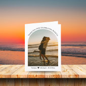 Elegante klassieke typografie bruiloft zomer foto bedankkaart