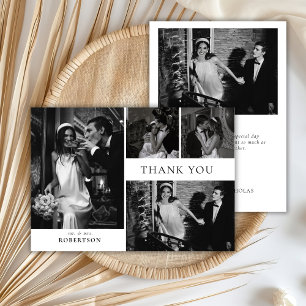 Elegante klassieke typografie foto collage bruilof bedankkaart