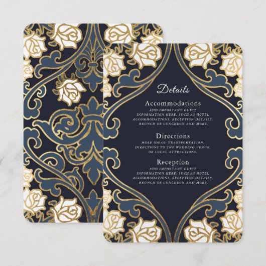 Elegante klassieke Victoriaans bruiloft details RSVP Kaartje (Voorkant / Achterkant)