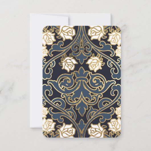 Elegante klassieke Victoriaans bruiloft details RSVP Kaartje (Achterkant)