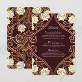 Elegante Klassieke Victoriaanse Trouwdetails RSVP Kaartje (Voorkant / Achterkant)