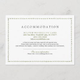 Elegante klassieke vintage bruiloft accommodatie informatiekaartje