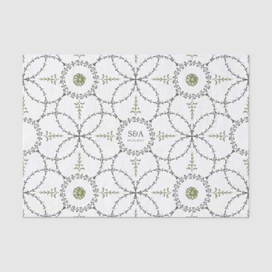 Elegante klassieke vintage bruiloft monogram tissuepapier (Voorkant)
