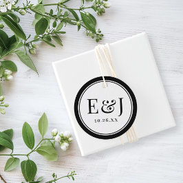 Elegante Klassieke Vintage Type Zwarte Rand Trouw Bedankjes Labels