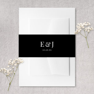 Elegante Klassieke Vintage Typografie Zwarte Bruil Uitnodigingen Wikkel
