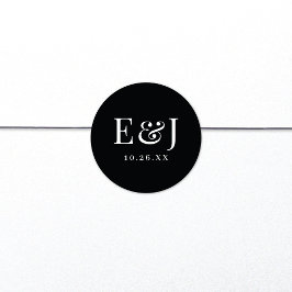Elegante Klassieke Vintage Typografie Zwarte Trouw Ronde Sticker